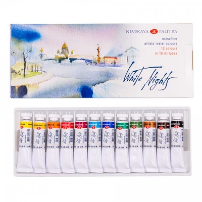 St. Petersburg White Nights akvarell festőkészlet: 12x10ml tubus kartondobozban