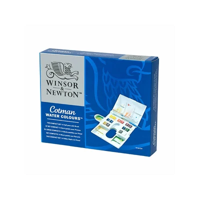 WINSOR&NEWTON COTMAN COMPACT BOX AKVARELLFESTÉK KÉSZLET, 14X1/2 SZILKE + ECSET